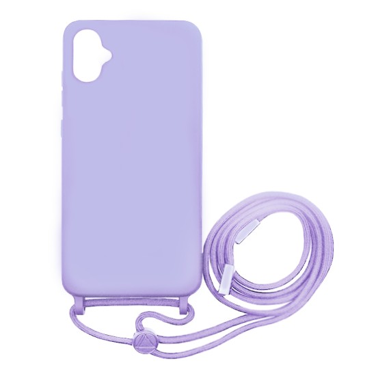 Capa de Silicone com Cordão para Samsung Galaxy A05 Roxo